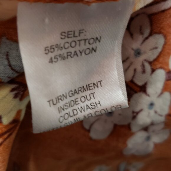 Lapis Dress L Orange Floral Sleeveless Cottage Prairie Tomato Bloom Earthy Mod - Picture 6 of 6